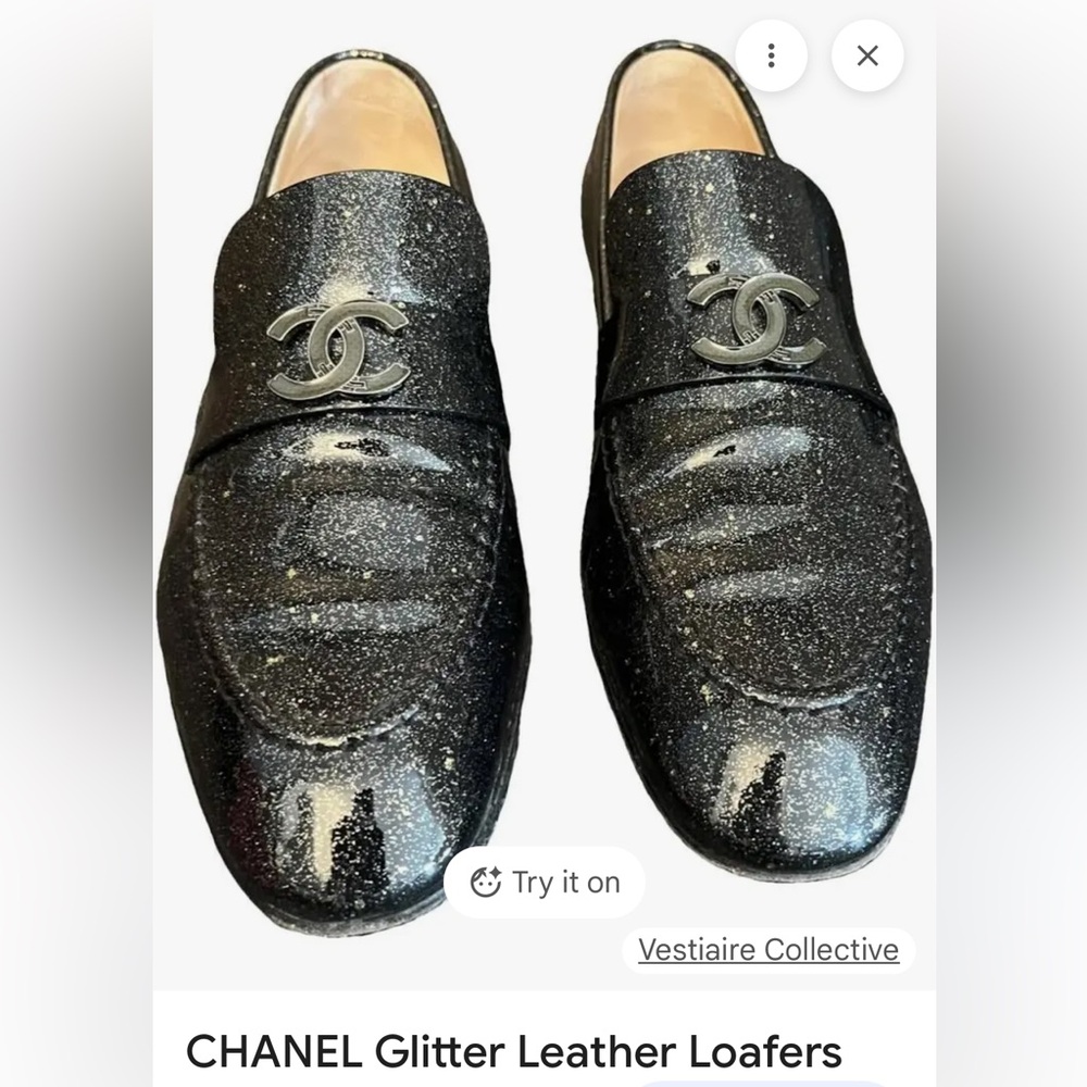 CHANEL Sparkling Black Loafers